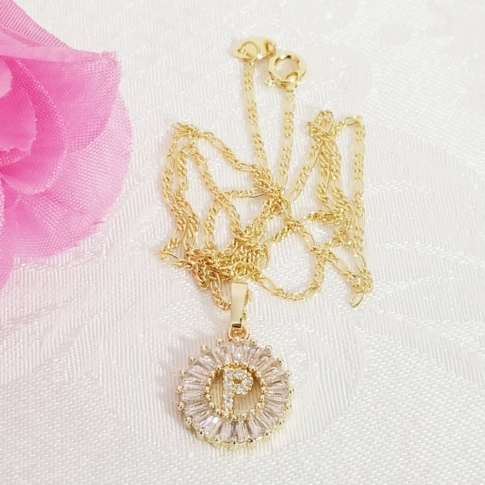 P Name Initial Women's Necklace. 18K Gold Plated. New